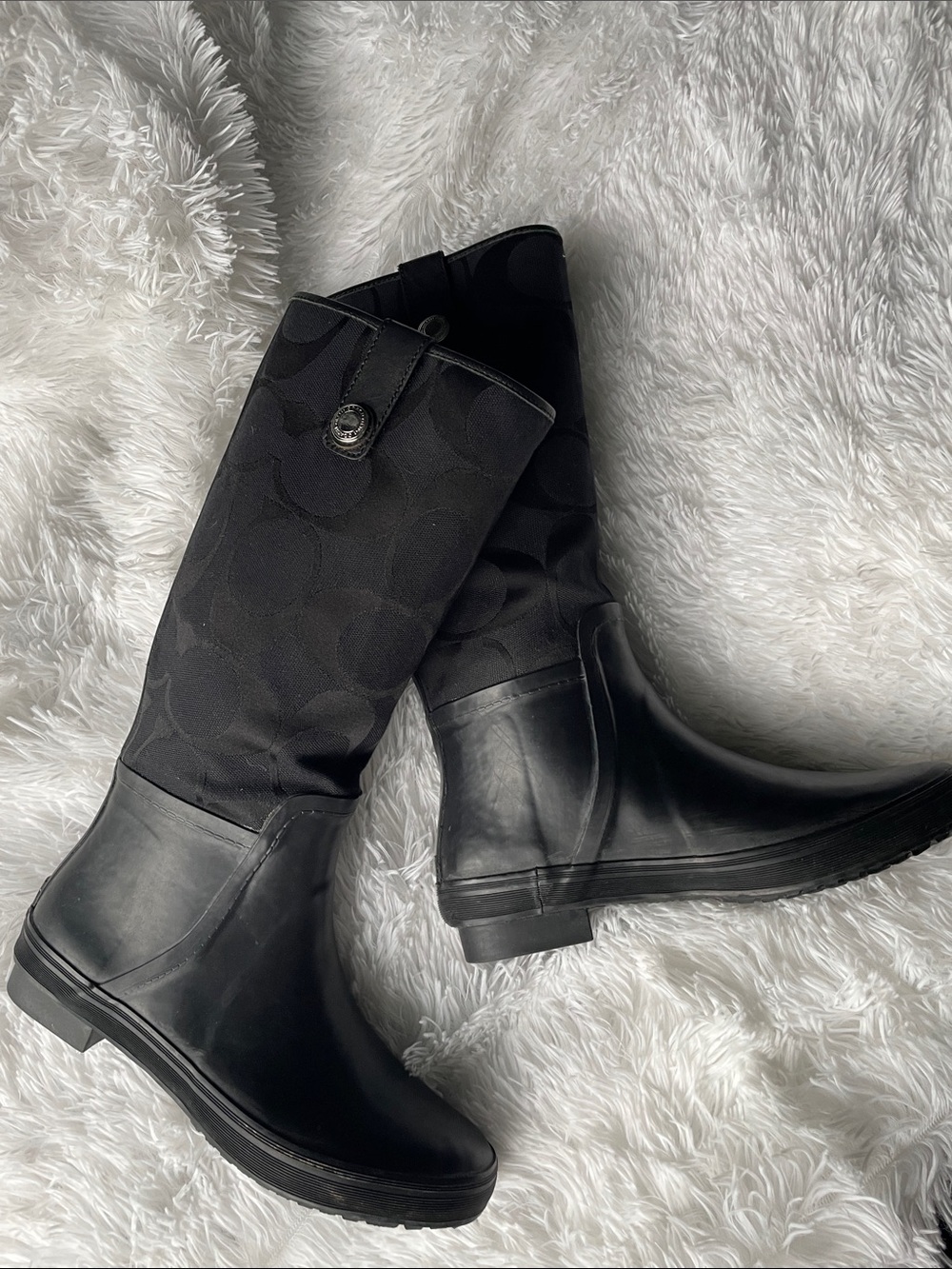 Rain Coach Black Knee-High Boots